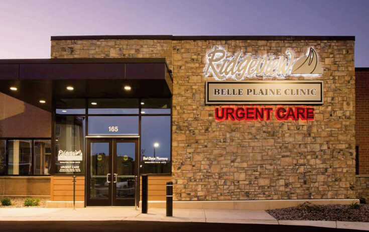 Ridgeview Belle Plane Clinic Halo-Lit Channel Letters on Exterior of Building