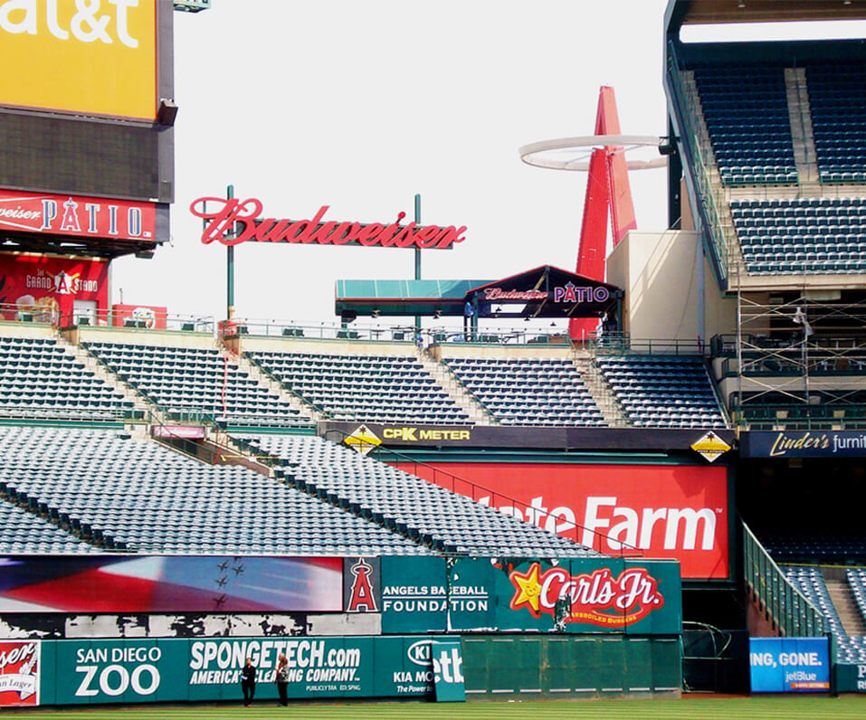 Anaheim California Angels Stadium Large Budweiser Channel Letters over back side of stadium