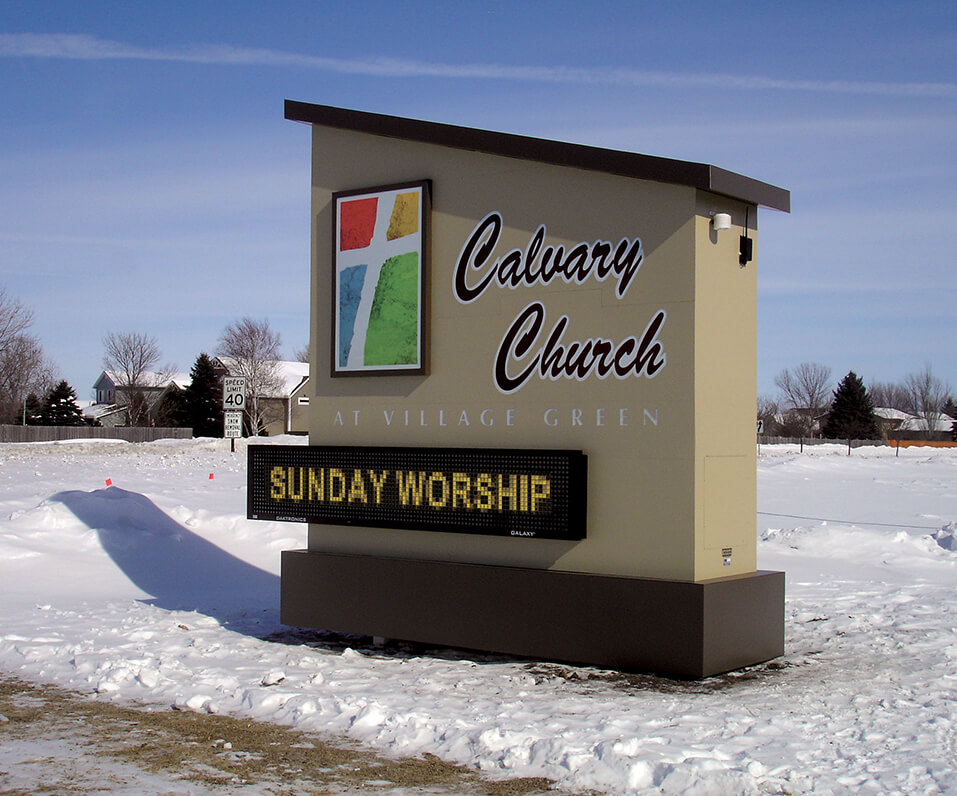 Calvary Church Moorhead MN monument sign with digital display