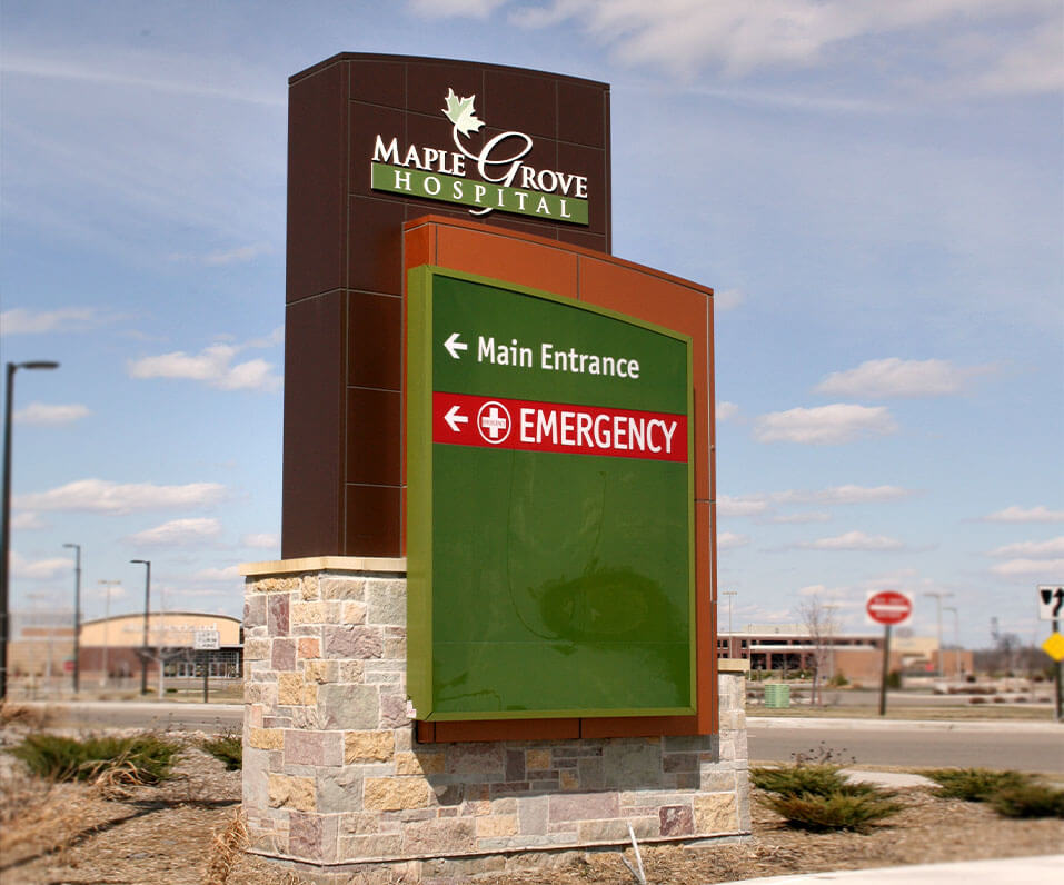 Maple Grove Hospital Entrance Pylon Sign